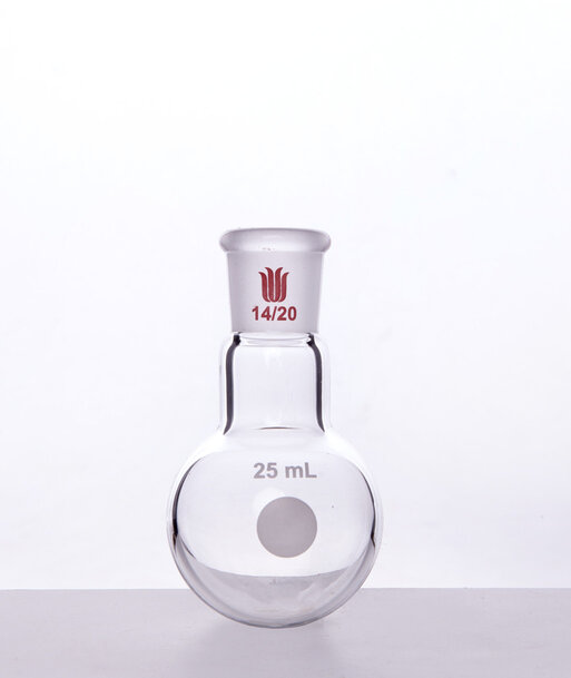单颈圆底球瓶,厚壁高强度,磨口:14/20,25ml F301425