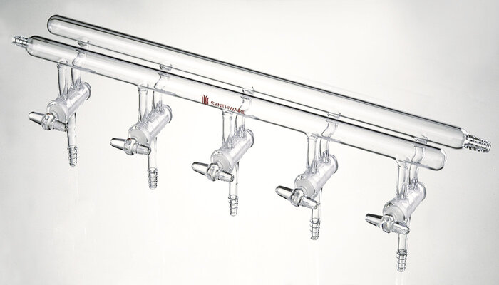 双排管真空气体分配器，实心玻璃节门,5,450mm,2小咀,左前右后 M230005